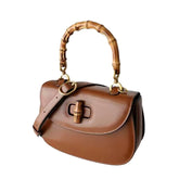 Bamboo Lock Leather Tote Bag - Small